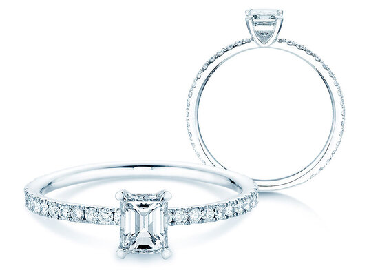 Verlobungsring Elaine in 14K Weißgold mit Diamanten 0,86ct G/VS