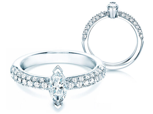Verlobungsring Louis in 18K Weißgold mit Diamanten 1,12ct G/SI