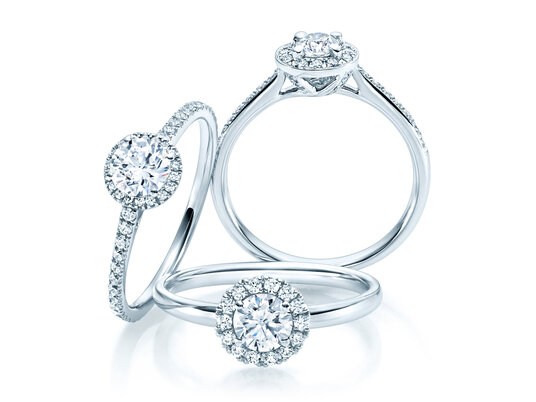 Halo-Ringe – Hauptstein mit Kranz aus Diamanten