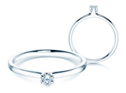Verlobungsring Classic 6 in 14K Weißgold mit Diamant 0,05ct H/SI