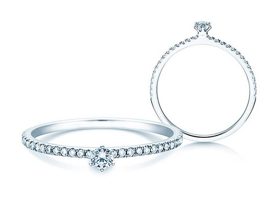 Verlobungsring Classic Pavé in 14K Weißgold mit Diamanten 0,20ct G/SI