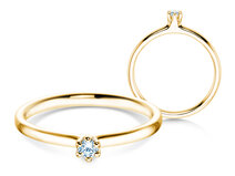 Verlobungsring Classic 6 in 9K Gelbgold mit Diamant 0,05ct G/SI