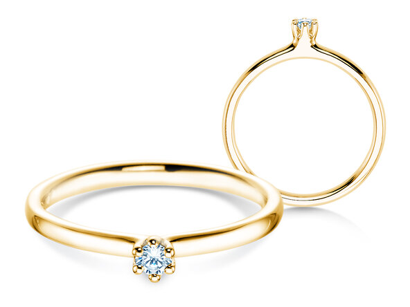 Verlobungsring Classic 6 in 14K Gelbgold mit Diamant 0,05ct H/SI