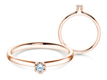 Verlobungsring Classic 6 in 9K Roségold mit Diamant 0,05ct G/SI