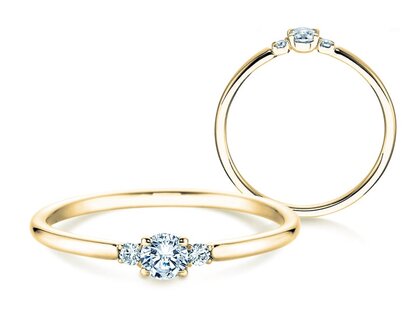 Geburtsstein-Ring Vivid Petite April in 9K Gelbgold mit Diamant 0,08ct und Diamanten 0,02ct