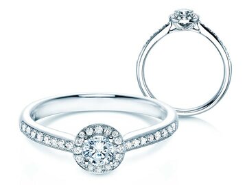 Verlobungsring Halo Petite in Weißgold