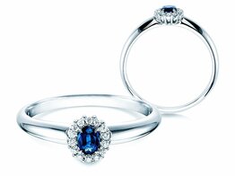 Saphirring Jolie Weißgold Verlobungsring mit Saphir