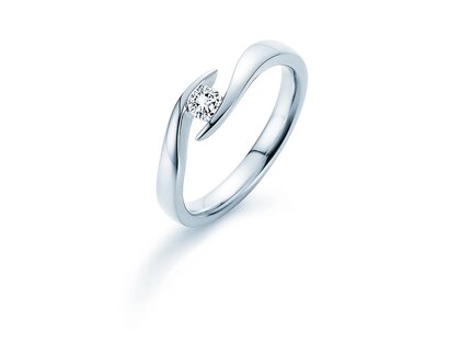 Verlobungsring Twist in Silber 925/- mit Labordiamant 0,15ct E/VS