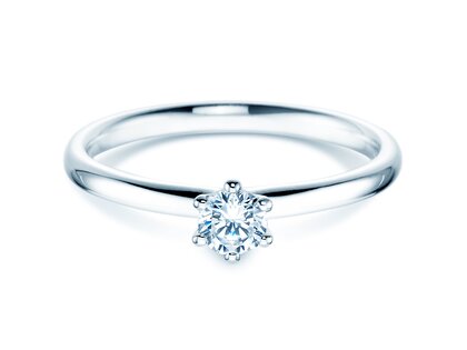Verlobungsring Classic 6 in 14K Weißgold mit Diamant 0,25ct H/SI