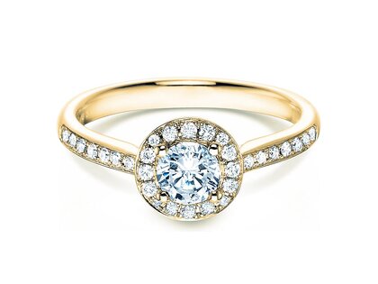 Verlobungsring Halo Classic in 18K Gelbgold mit Diamanten 0,78ct G/SI