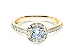 Verlobungsring Halo Classic in 18K Gelbgold mit Diamanten 0,78ct G/SI