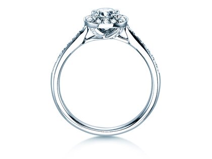 Verlobungsring Halo Classic in 18K Weißgold mit Diamanten 0,78ct G/SI