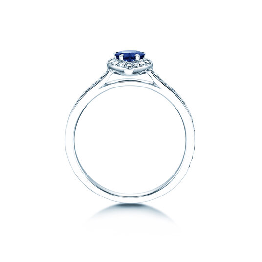 Verlobungsring Heart Saphir in 9K Weißgold mit Saphir 0,25ct und Diamanten 0,34ct