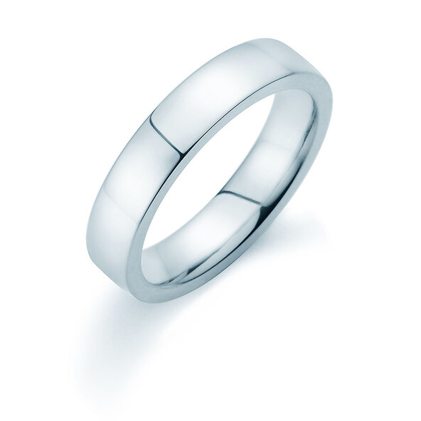 Herrenring Modern 4,5mm in 14K Weißgold poliert