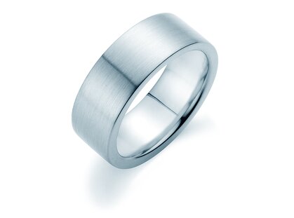 Herrenring Modern 8mm in 9K Weißgold matt