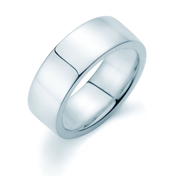 Herrenring Modern 8mm in 14K Weißgold poliert