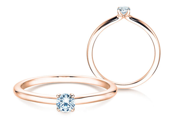 Verlobungsring Classic 4 in 9K Roségold mit Diamant 0,15ct H/SI