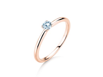 Verlobungsring Classic 4 in 9K Roségold mit Diamant 0,15ct H/SI