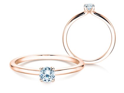 Verlobungsring Classic 4 in 9K Roségold mit Diamant 0,25ct H/SI
