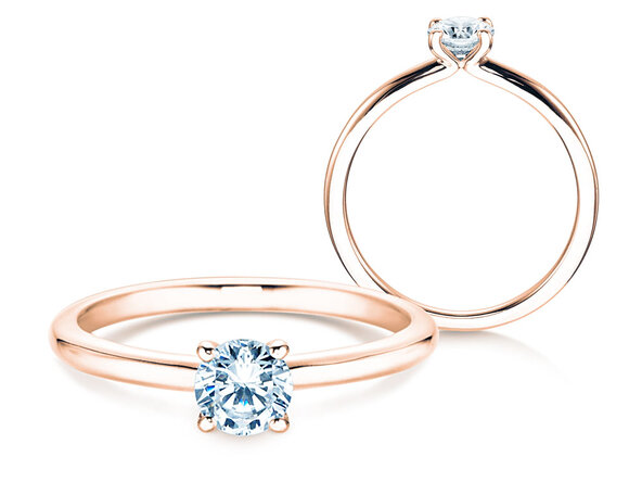 Verlobungsring Classic 4 in 18K Roségold mit Diamant 0,40ct H/SI