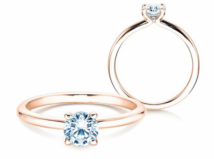 Verlobungsring Classic 4 in 9K Roségold mit Diamant 0,50ct H/SI