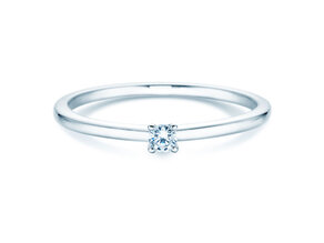 Verlobungsring Classic 4 in 14K Weißgold mit Diamant 0,05ct H/SI