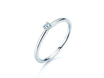 Verlobungsring Classic 4 in 14K Weißgold mit Diamant 0,05ct H/SI