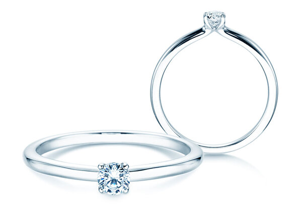 Verlobungsring Classic 4 in Silber 925/- mit Labordiamant 0,15ct E/VS