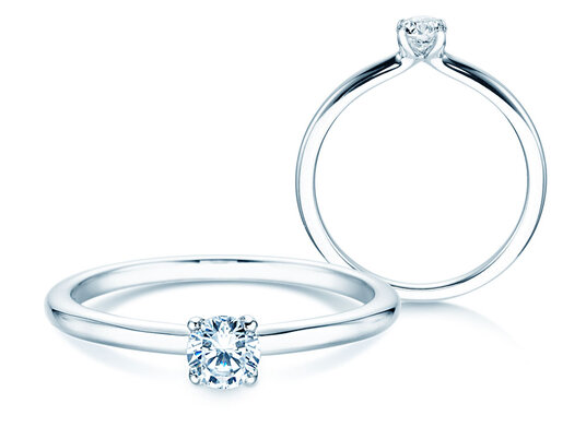 Verlobungsring Classic 4 in 9K Weißgold mit Diamant 0,20ct H/SI