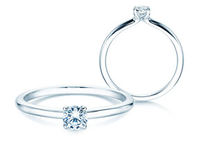 Verlobungsring Classic 4 in 9K Weißgold mit Diamant 0,20ct G/SI