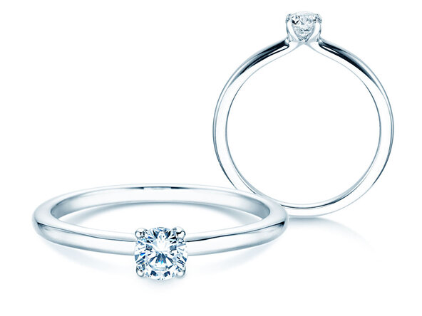 Verlobungsring Classic 4 in 9K Weißgold mit Diamant 0,20ct H/SI