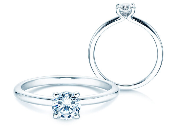 Verlobungsring Classic 4 in 14K Weißgold mit Diamant 0,50ct H/SI