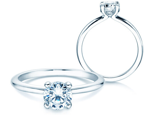 Verlobungsring Classic 4 in 14K Weißgold mit Labordiamant 0,75ct E/VS
