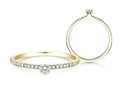 Verlobungsring Classic Pavé in 9K Gelbgold mit Diamanten 0,20ct G/SI