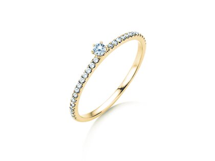 Verlobungsring Classic Pavé in 18K Gelbgold mit Diamanten 0,20ct G/SI
