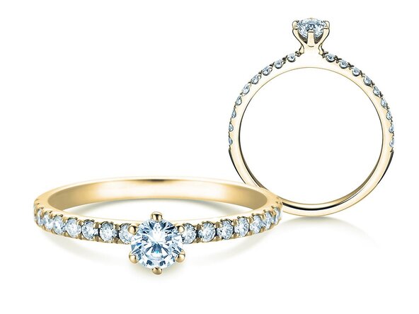 Verlobungsring Classic Pavé in 14K Gelbgold mit Diamanten 0,50ct G/SI