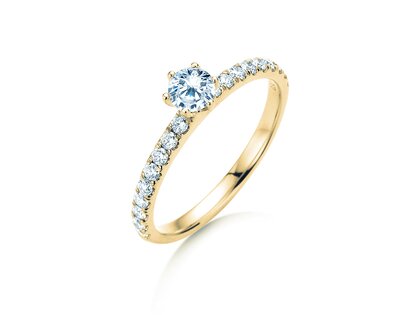 Verlobungsring Classic Pavé in 18K Gelbgold mit Diamanten 0,60ct G/SI