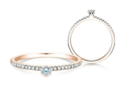 Verlobungsring Classic Pavé in 9K Roségold mit Diamanten 0,20ct G/SI