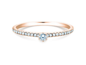 Verlobungsring Classic Pavé in 18K Roségold mit Diamanten 0,20ct G/SI