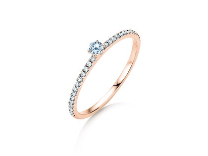 Verlobungsring Classic Pavé in 18K Roségold mit Diamanten 0,30ct G/SI