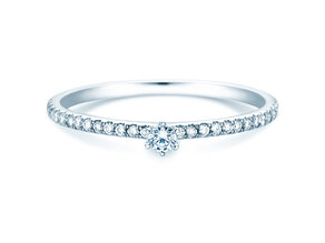 Verlobungsring Classic Pavé in 14K Weißgold mit Diamanten 0,20ct G/SI