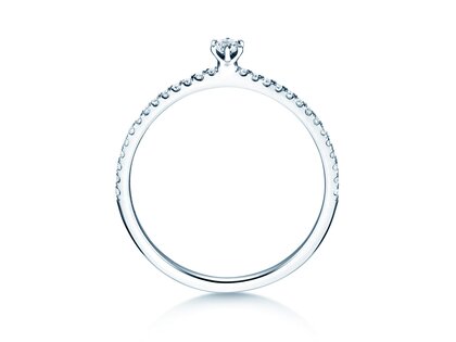 Verlobungsring Classic Pavé in 14K Weißgold mit Diamanten 0,20ct G/SI