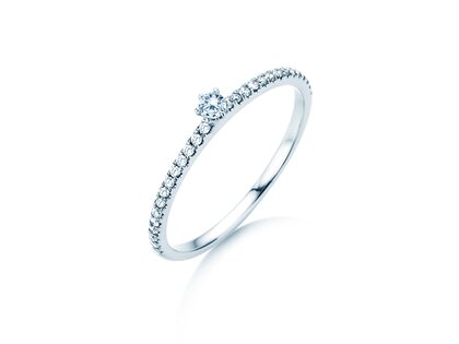 Verlobungsring Classic Pavé in 14K Weißgold mit Diamanten 0,20ct G/SI
