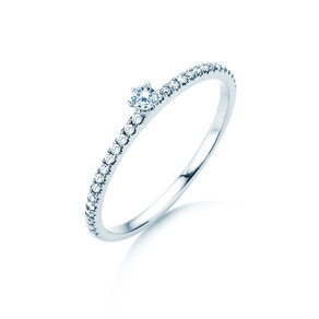 Verlobungsring Classic Pavé in 14K Weißgold mit Diamanten 0,20ct G/SI