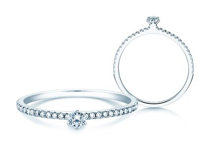 Verlobungsring Classic Pavé in 18K Weißgold mit Diamanten 0,30ct G/SI