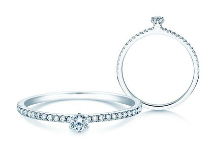 Verlobungsring Classic Pavé in Platin 950/- mit Diamanten 0,30ct G/SI