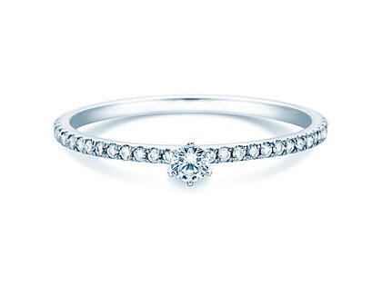 Verlobungsring Classic Pavé in 18K Weißgold mit Diamanten 0,30ct G/SI