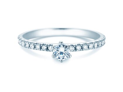 Verlobungsring Classic Pavé in 18K Weißgold mit Diamanten 0,40ct G/SI