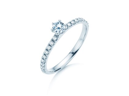 Verlobungsring Classic Pavé in 18K Weißgold mit Diamanten 0,40ct G/SI