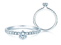 Verlobungsring Classic Pavé in 14K Weißgold mit Diamanten 0,50ct G/SI